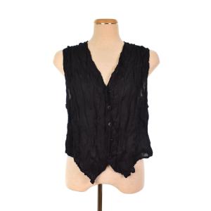 ベスト ジレ シワ加工 黒 ブラック AA