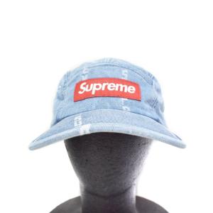 Supreme 20FW Logo Stripe Jacquard Denim Camp Cap キャンプ ブルー
