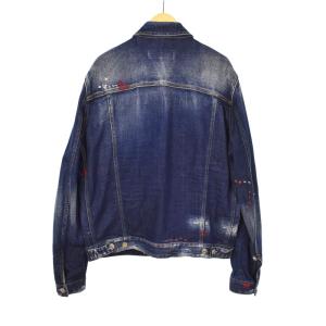 DSQUARED2 S74AM1304 DAN JEAN JACKET Gジャン ダメージ加工 刺繍 48 インディゴ 