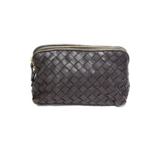 BOTTEGA VENETA イントレチャート ミニポーチ 茶 ブラウン OF
