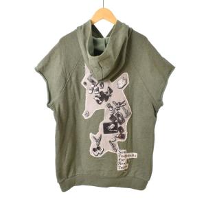 RAF BY RAF SIMONS ノースリーブ パーカー プルオーバー スウェット 48 グリーン