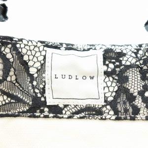 LUDLOW トートバッグ ハンドバッグ レース フリル キャンバス 黒 ブラック 白 ホワイト
