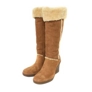 UGG australia ムートンブーツ ウェッジソール ボア ラウンドトゥ 23cm 茶 ブラウン 5449 OF