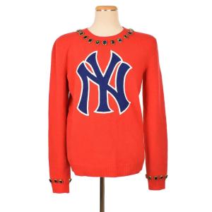 18AW NYヤンキース ビジュー ニット セーター S レッド 543447