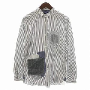 COMME des GARCONS コムデギャルソン AD2013 シャツ 長袖 パッチワーク ショートカラー ストライプ柄