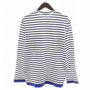 COMME des GARCONS HOMME AD2020 Tシャツ カットソー 長袖 ボーダー ロゴ S 青 ブルー 白 ホワイト