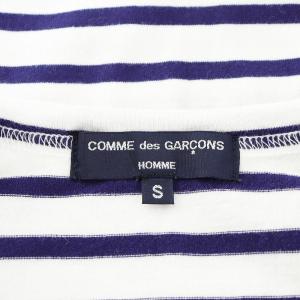 COMME des GARCONS HOMME AD2020 Tシャツ カットソー 長袖 ボーダー ロゴ S 青 ブルー 白 ホワイト