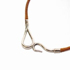 HERMES ジャンボ 2連ブレスレット レザー シルバー金具 茶 ブラウン