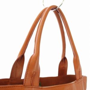 トートバッグ ハンドバッグ 型押し レザー ロゴ 茶 ブラウン /TK