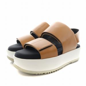 MARNI::サンダル:37[RESALE] マルニ レザー サンダル 37 レディース ブラウン 両足ソールに