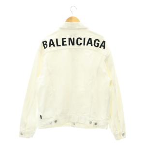 BALENCIAGA バックロゴ デニムジャケット 34 ホワイト
