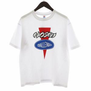 × HOSOI ホソイ Tシャツ カットソー 半袖 ロゴ プリント S 白 ホワイト CLG-HS 011
