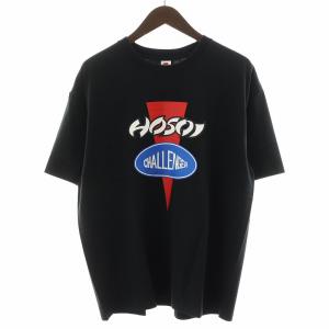 × HOSOI ホソイ Tシャツ カットソー 半袖 ロゴ プリント M 黒 ブラック CLG-HS 011