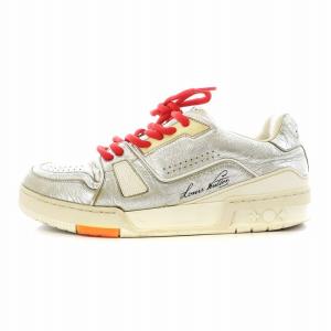 LVトレイナー ライン スニーカー メタリック レザー 6 シルバーカラー