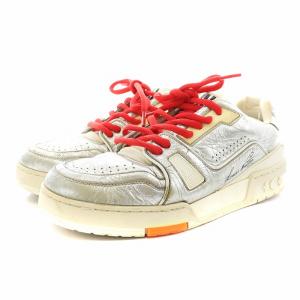 LOUIS VUITTON LVトレイナー ライン スニーカー メタリック レザー 6 シルバーカラー