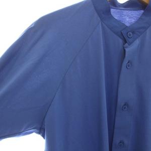 HOMME PLISSE ISSEY MIYAKE スタンドカラー シャツ 長袖 コットン 1 S 青 ブルー /YM AA