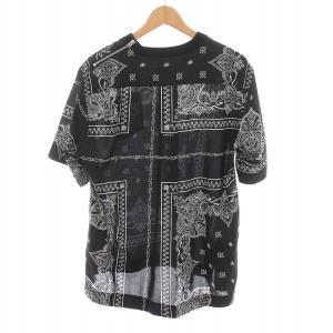sacai Tシャツ カットソー バンダナプリント 半袖 2 M 黒 ブラック 19-01913M