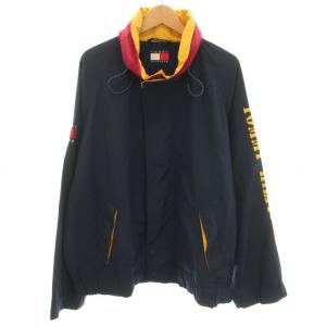 Bomber Jacket ブルゾン アウター ロゴ刺繍 XL 紺 ネイビー 黄 イエロー /YT