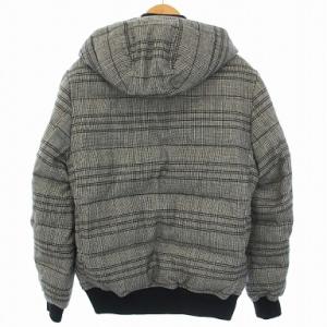 BURBERRY BLACK LABEL ダウンジャケット アウター ジップアップ チェック L 黒 ブラック 白 ホワイト