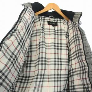 BURBERRY BLACK LABEL ダウンジャケット アウター ジップアップ チェック L 黒 ブラック 白 ホワイト