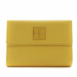 YSL カサンドラロゴ 財布 二つ折り レザー 黄 イエロー /AN11 AA