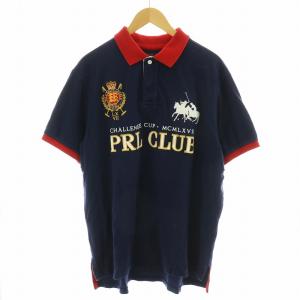 PRL CLUB ポロシャツ 半袖 ロゴ XL 紺 ネイビー 赤 レッド