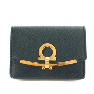 カードケース 名刺入れ レザー ガンチーニ クリップ 紺 ネイビー ゴールド 22D198