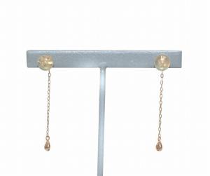 VENDOME AOYAMA ピアス ティアドロップ チェーン K10 ダイヤモンド 保存箱付き ゴールドカラー イエローゴールド