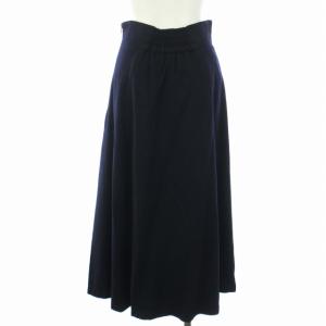 BLUE LABEL CRESTBRIDGE フレアスカート ウール チェック 切替 ミモレ丈 ロング 38 M 紺 ネイビー