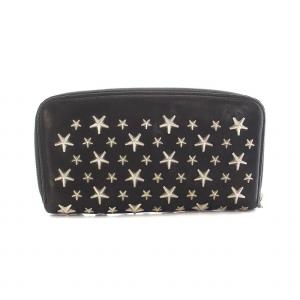 JIMMY CHOO 長財布 ラウンドファスナー スタースタッズ レザー 黒 ブラック