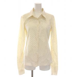 シャツ ブラウス 総柄 長袖 36 S ベージュ /YM