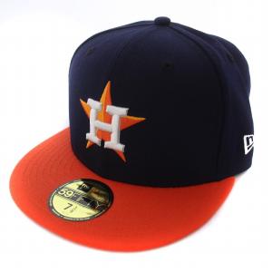 59FIFTY MLBオンフィールド ヒューストン アストロズ ロード キャップ 帽子 ロゴ 7 3/8 紺 ネイビー オレンジ