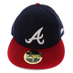 NEW ERA LP 59FIFTY MLBオンフィールド アトランタ ブレーブス ホーム キャップ 帽子 ロゴ 7 黒 ブラック 赤 レッド