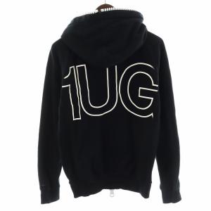 1PIU1UGUALE3 セットアップ 上下 パーカー ジップアップ ショートパンツ ハーフパンツ ロゴ L 黒 ブラック 白 ホワイト