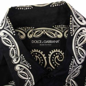 DOLCE&GABBANA バンダナプリント シャツ シルク100％ 54 ブラック