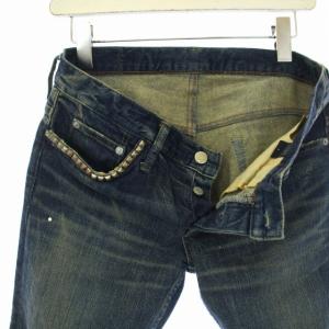 HYSTERIC GLAMOUR KINKY デニム パンツ ジーンズ フレア スタッズ ストーン ボタンフライ S インディゴ