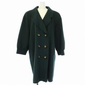 ロングコート ダブル カシミヤ アウター 肩パット入 9 M 緑 グリーン /TK