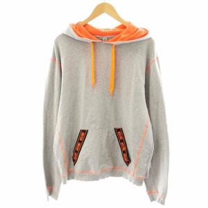 パーカー プルオーバー ロゴ XL オレンジ グレー AA