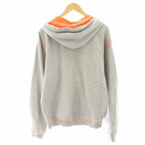MOSCHINO パーカー プルオーバー ロゴ XL オレンジ グレー AA