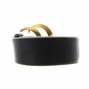 GUCCI GGマーモント ベルト ハトメ レザー 黒 ブラック /AN7 AA