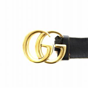 GUCCI GGマーモント ベルト ハトメ レザー 黒 ブラック /AN7 AA