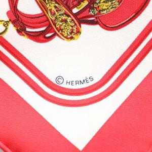 HERMES カレ20 CARRES20 ナノカレ BRIDES de GALA スカーフ 鞍 シルク 絹 赤 レッド