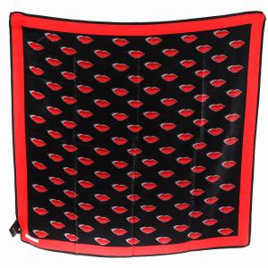 スカーフ リップ シルク ブラック レッド