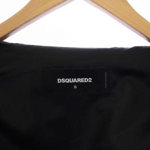 DSQUARED2 バックロゴプリント ナイロンコート フーディ アウター ロング S 黒 ブラック S74AM1117