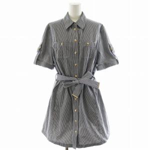 トラペーズ ワンピース ストライプ柄 38 XS ネイビー 2R33L875W.01XB