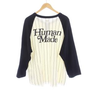 HUMAN MADE Girls Don't Cry Baseball Tee Tシャツ カットソー 長袖 ヘンリーネック ロゴ ストライプ XL