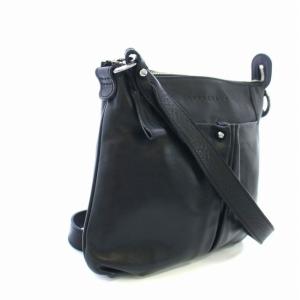 Longchamp ショルダーバッグ ポシェット レザー ロゴ 黒 ブラック