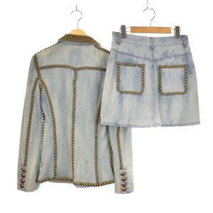 GUCCI コレクション ユーズド加工 ハミングバード スタッズ セットアップ 36 40 ライトブルー