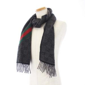 GUCCI マフラー GG柄 シェリーライン フリンジ グレー /KH AA