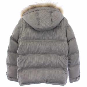 BURBERRY BLACK LABEL ダウンジャケット ジップアップ ハイネック フード ファー 千鳥格子 M 黒 ブラック 白 ホワイト BMP26-325-06
